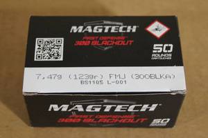 lot 137 image: 50 Magtech First Defense .300 Blackout 123 Gr FMJ Ammo