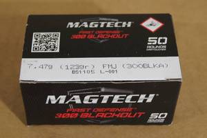 lot 138 image: 50 Magtech First Defense .300 Blackout 123 Gr FMJ Ammo