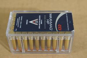 lot 177 image: 50 CCI Maxi-Mag HP .22 WMR 40 Gr JHP Ammo