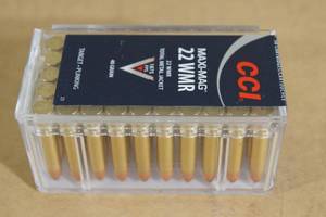 lot 178 image: 50 CCI Maxi-Mag .22 WMR 40 Gr TMJ Ammo