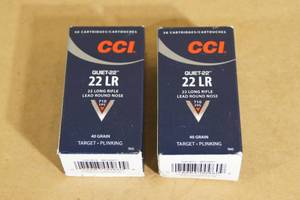lot 180 image: 100 CCI Quiet-22 .22 LR 40 Gr Lead RN Ammo