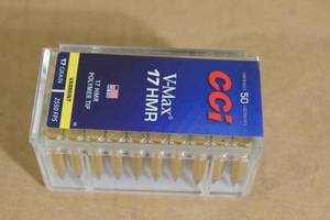 lot 185 image: 50 CCI .17 HMR 17 Gr V-Max Polymer Ammo