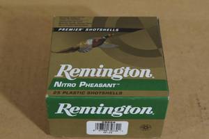 lot 191 image: 25 Remington Nitro Pheasant 12 Gauge 2-34 4 Shot Shotshells