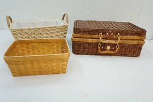 lot 110 image: Baskets and wicker suitcase