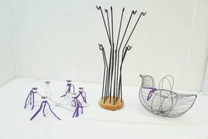 lot 121 image: Basket, Menorah and display stand