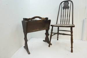 lot 181 image: Chair and magazine rack