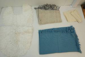 lot 14 image: Fabric, blanket and rugs