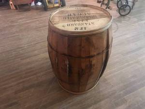 lot 8 image: Antique Wood Sugar Barrel