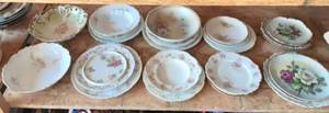 Lot Of Mismatched Delicate Floral China Plates & Bowls