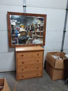 4 Drawer Chest 20x16x32 & Vintage Beveled Mirror 40x34