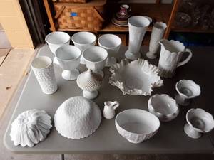 Collection Of Assorted Milk Glass