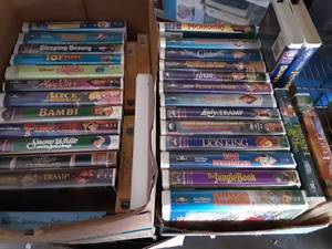Lot Of Disney Classic VHS Movies & Kids Books