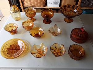 Lot Of Amber Colored Glassware