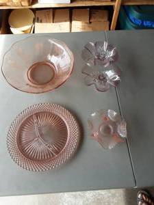 Lot Of Pink Colored Glassware