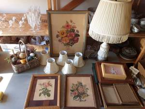 28 Lamp With Fringe Shade, 3-Floral Wall Decor 16x20 & Other Frames