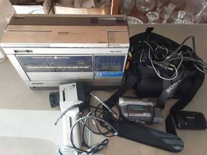 Sony 3.0 Video Camera With Case, Sharp My Video VHS Recorder & Video Camera Set