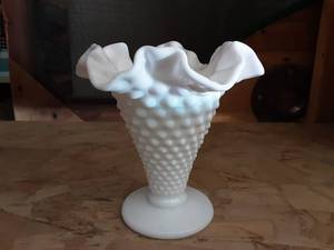 Fenton Hobnail Milk Glass Vase
