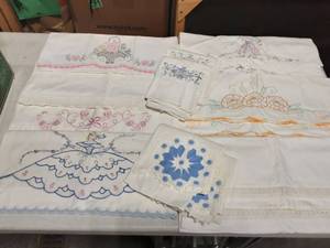 Lot Of Vintage Embroidered Pillow Cases
