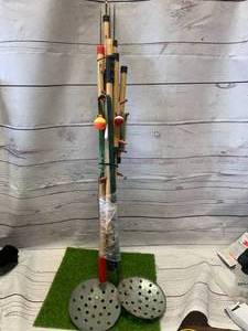 Seven Ice Fishing Rods & Two Skimmers