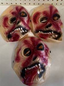 3 Vintage Rubber Halloween Masks