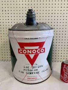 Vintage Conoco 5 Gallon Metal Oil Can
