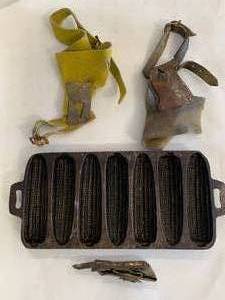 Corn Shucking Gloves & Cast Iron Corn Pan 12 �� Long
