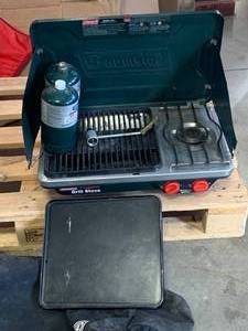 Coleman Double Burner Propane Stove with Griddle, Bag, Propane