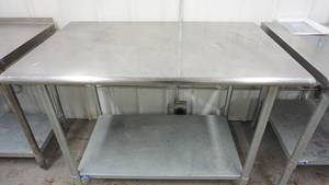 lot 68 image: Stainless Steel Counters On Legs For Food Preparation, Etc.