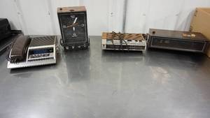 lot 23 image: GE Memory Telephone Clock Radio-7-4735 & Digital High Time Clock Radio & GE Electronic Digital FMAM Clock Radio & Holiday Solid State FMAM Radio