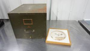 lot 52 image: One Drawer File For Hanging Files--Framed Picture Of Three Flying Ducks Or Geese