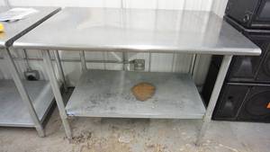 lot 69 image: Stainless Steel Counters On Legs For Food Preparation, Etc.