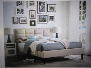 serta queen platform bed beige open...