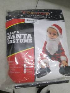 Medium baby santa costume, open box...