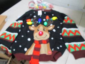 XL light up ugly sweater and headba...