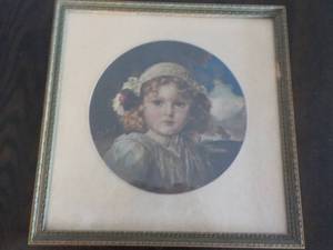 Vintage Hand Colored Framed Picture...