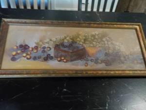 Cherries and Flowers Vintage Canvas...