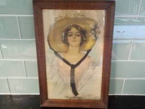 Signed Lady Vintage Picture 10 x 14...