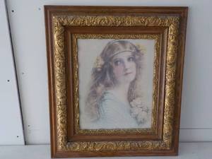Vintage Framed Lady Picture 24 x 27...