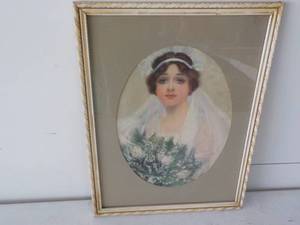Vintage Framed Lady Picture 13 x 17...