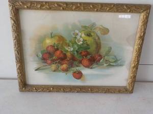 Vintage Framed Fruit Picture 16 x 1...