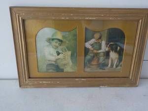 Vintage Framed 2 Pictures in 1 Fram...