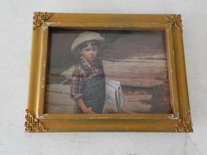 Vintage Framed 13 x 7 Boy Picture...