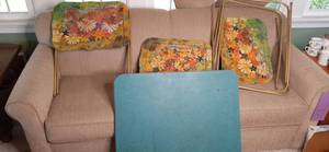 lot 59 image: Vintage Card Table and set of (2) V...