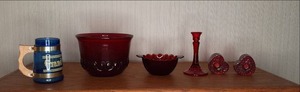 lot 79 image: Deep red Heavy Vintage Depression g...