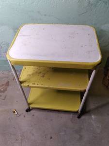 lot 44 image: Vintage Metal Rolling Kitchen Cart ...