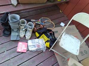 lot 150 image: Tennis Rackets, Vintage Folding Cha...