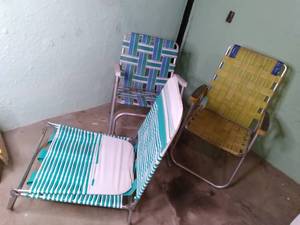 lot 162 image: Vintage Outdoor Chairs, one is a Ro...