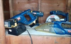 lot 04 image: Ryobi Drill, Vacuum, and Saw See Photos