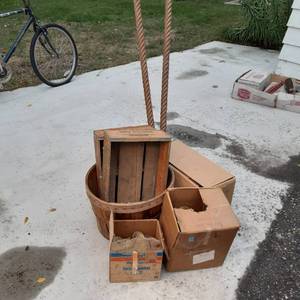 lot 131 image: Vintage Bushel Basket with (1) Vint...