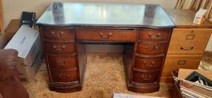lot 110 image: Vintage Dark Wood Desk 44 x 22 x ...